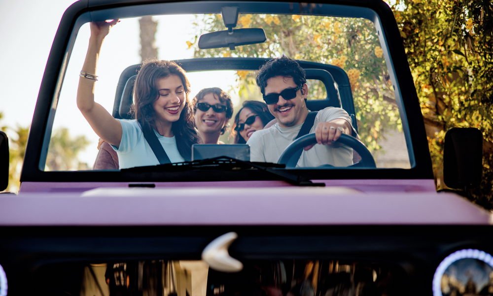 An image of friends in the CHIP Life Utility Vehicle 