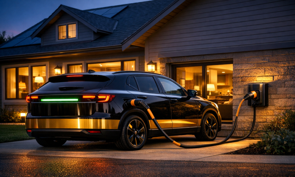 Image of an electric car being used to power the home