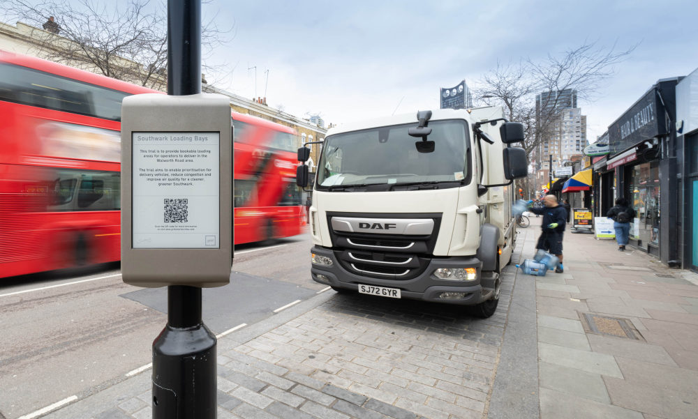 An image of a Grid Smarter Cities Bookable Loading bay in use on Walworth Road, London 