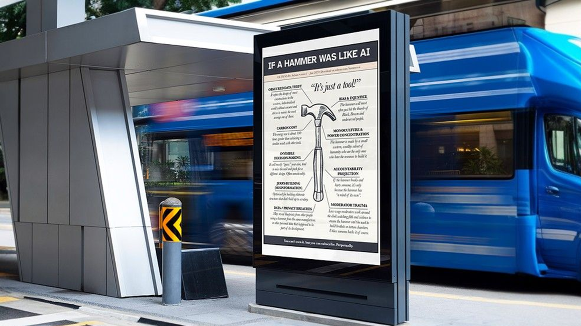 An image of a poster which is titled 'If a hammer was like AI'