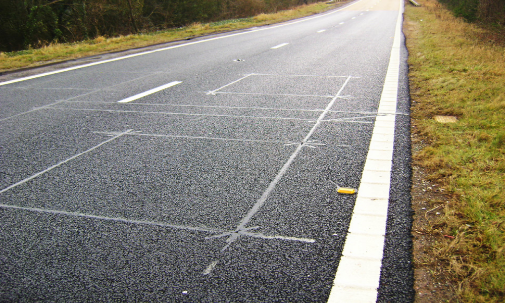 Image of inductive vehicle detection loops on a UK motorway, MIDAS system
