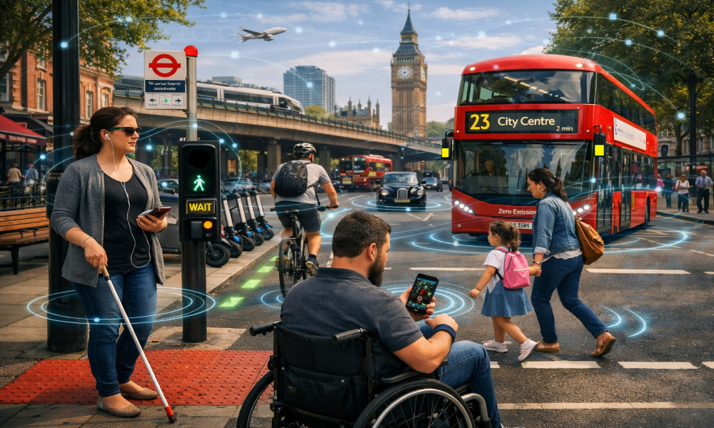 An illustration of a range of mobility modes being assisted by ITS 